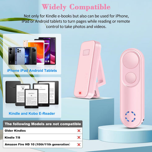 RF Remote Control Page Turner for Kindle Paperwhite/Oasis/Kobo eReaders, Remote Camera Shutter and Video Clicker for