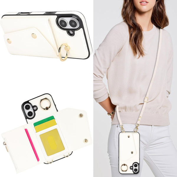 MRRSIWEI for iPhone 16 Plus Case for Women, Crossbody Wallet Case with Card