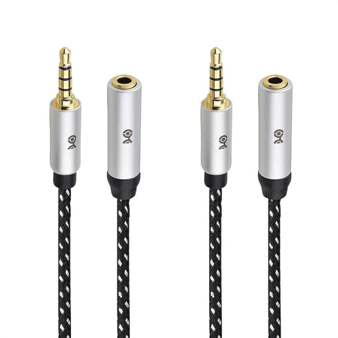 Cable Matters 2-Pack 6 ft Headset Extension Cable (3.5mm/TRRS, Gaming Headset) with Mic Support in Black