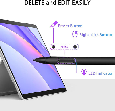 Stylus Pen for Microsoft Surface Pro, Windows Tablet Pencil with Palm Rejection & 4096 Pressure Level, Compatible with