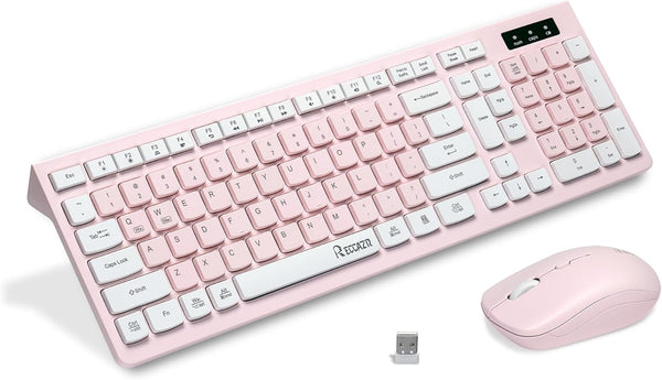 Wireless Keyboard and Mouse Combo, Reccazr 2.4G Full-Sized Keyboard and Mouse Cordless for Windows/Mac
