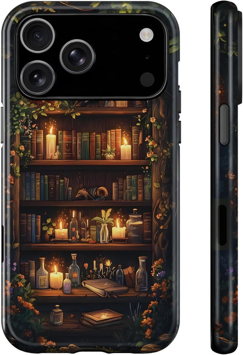 OTTRZMTER Case for iPhone 17 Air,Forest Floral Flower Bookshelf-Hybrid 2 Layer Hard Shell