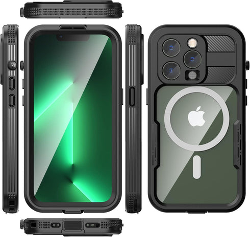 Ezanmull iPhone 14 Pro Waterproof Case with Built-in Screen Protector, Dustproof Shockproof DropProof Rugged Cover for