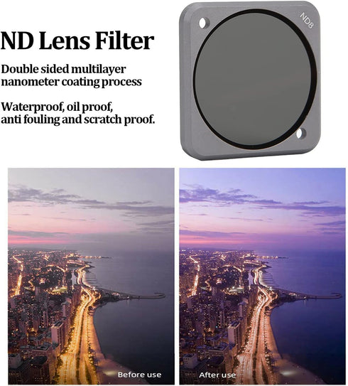 Camera Lens Filter Set, Multi Coated ND Lens Filters Replacement for DJI Action 2 (ND8)