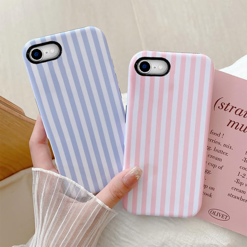 GLBYDLO /8/7 2-Layer Compatible with iPhone SE Cute Phone Case,Striped Aesthetic Pattern Design,Scratch Resistant