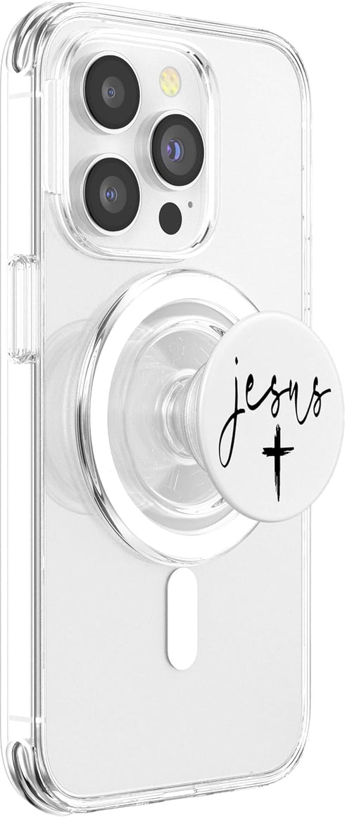 PopSockets PopGrip for MagSafe Jesus Cross Love Faith Easter Christmas Black Font White