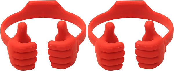 Honsky 2 Packs Thumbs-up Cell Phone Stands, Mobile Smartphone Mount Cradle, Universal Multi-Angle, Red