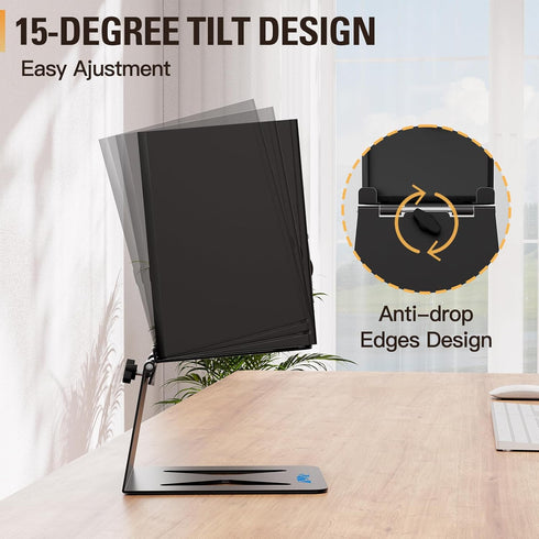Mounting Dream Desktop Speaker Stand, Tilted Studio Monitor up to 15°, Set of 2 Bookshelf Speaker Stand