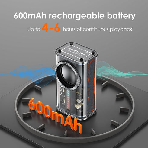 Portable Bluetooth Speaker with Lights, Transparent Wireless Mini Bluetooth Speaker with TWS, Perfect Small Speaker HD