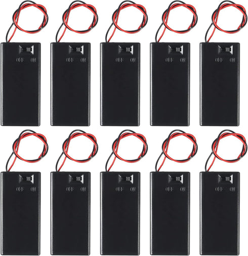 10Pcs 9V Battery Holder with Switch, 9 Volt Battery Case Connector Wire Spring Clip, DIY Plastic Cell Batteries