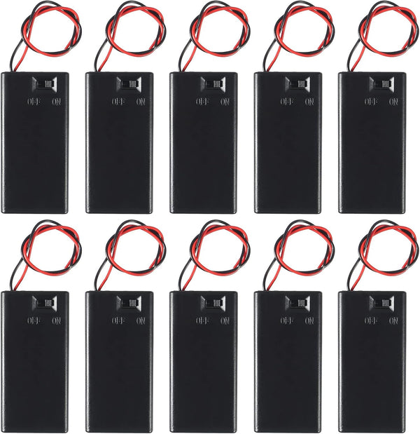 10Pcs 9V Battery Holder with Switch, 9 Volt Battery Case Connector Wire Spring Clip, DIY Plastic Cell Batteries