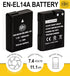 BM Premium EN-EL14A Battery for Nikon D3100, D3200, D3300, D3400, D3500, D5100, D5200, D5300, D5500, D5600, DF, Coolpix P7000, P7100, P7700 Digital SLR Cameras