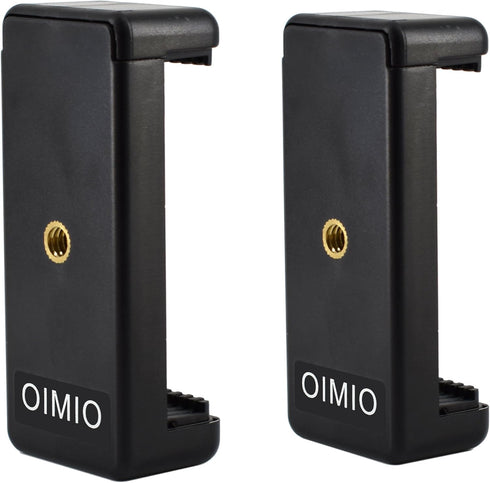 Universal Cell Phone Tripod Mount Adapter, OIMIO Phone Holder Clip for Monopod, Selfie Stick & More (2 Pack)