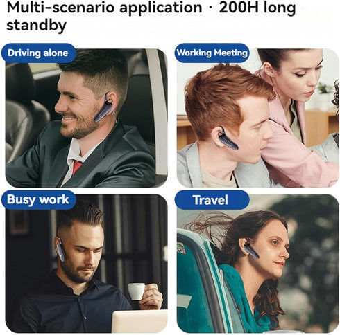 TMGADTDU Headset, 30Hrs 200 Bluetooth Single-Ear Wireless Earpiece with ENC Noise Canceling Mic, Call Time Handsfree