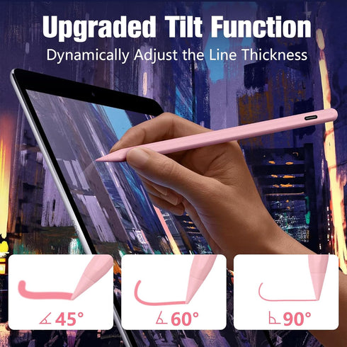 Stylus Pen for iPad, 10Min Quick Charge Active Pencil for iPad 2018-2024, Palm Rejection Tilt Sensor Magnetic Pen