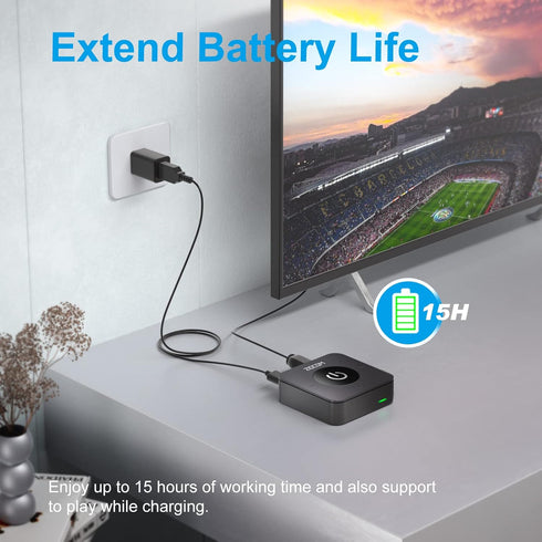 ZIOCOM Bluetooth 5.0 Transmitter Receiver, 2-in-1 Wireless Audio Adapter for TV/PC/Speaker, Pairs 2 Devices