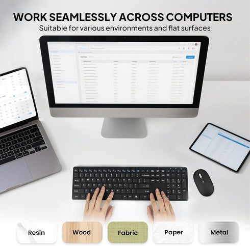 INFINMIND Mouse,USB+BT2,Slim 4 3000 DPI,8 Wireless Bluetooth Pebble Multi Device Small Travel Mice,Metal Way Super
