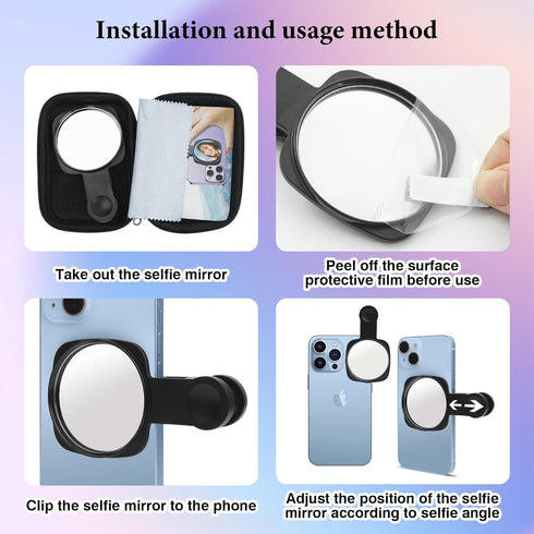 Esdallina Phone Rear Camera Selfie Mirror - See How You Look in The Back Camera - for High Definition Photos (Black)