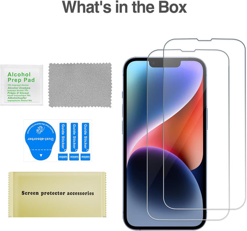 ProCase 2 Pack Screen Protector for iPhone 14 / iPhone 13 / iPhone 13 Pro 6.1 Inch, Clear Tempered Glass