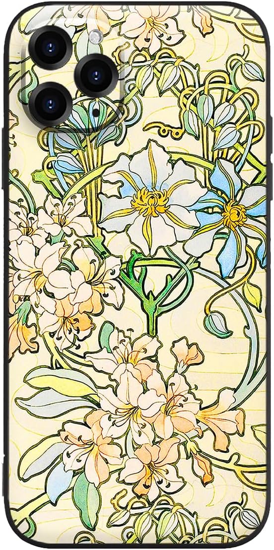 Berkin Arts Compatible with iPhone 11 Pro Case, Silicone Cover with Screen Protector, Floral Design