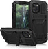 iPhone 12 Pro Max Metal Case with Kickstand, Built-in Screen Protector, Heavy Duty Shockproof, Black