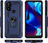 for Moto G Pure Case with HD Screen Protector, Military Grade Ring Car Mount Kickstand Hybrid Hard Soft TPU (Blue)
