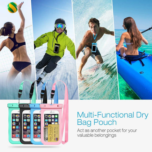 GLBSUNION 4-Pack Universal Waterproof Phone Pouch, IPX8 Dry Bag for Pools, Beach, Kayaking, Fits iPhone 15 and Galaxy