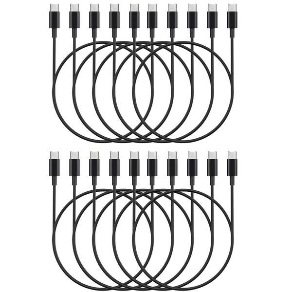 Smays USB C to USB C Cable 10-Pack Bulk, 3ft Type C Charging Cord Multipack