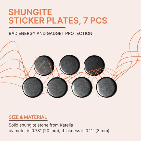 7 S591 Protection Shungite Stickers pcs for Cell Phone Case Tablet Laptop Computer | Polished Round Plates