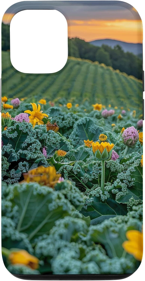 Kale Flower Field Beautiful Sunset Merch iPhone 12/12 Pro Kale Flower Field Beautiful Sunset Graphic Case