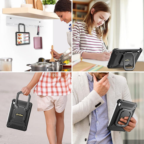 Fintie Case for iPad Mini 6 2021, Black 360 Degree Rotating Grip Shockproof Rugged Cover with Built-in Screen Protector