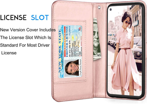 Tekcoo Wallet Case for Moto G Stylus 2020 - PU Leather ID Cash Credit Card Slots Holder, Rose Gold