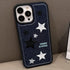 Casechics iPhone 14 Case, Cool Denim Fabric Embroidery Star, Soft Shockproof Cover - Blue