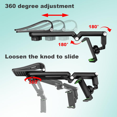 LTDCVTR 360 Sun Visor Car Phone Holder, Universal Rotating Sun Visor & Rearview Mirror Phone Holder Mount - Retractable