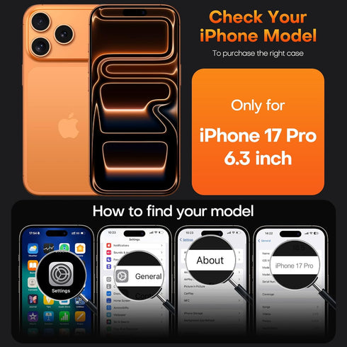 TAURI 17 17 for iPhone Pro Case, Full Camera Protection with Screen Protector, Anti-Yellowing Military-Grade Protection