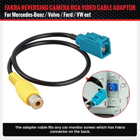 RED WOLF Reverse Camera Adapter, Fakra Z to RCA Female Plug for Select Mercedes Benz, Volvo, Ford Navigation Systems