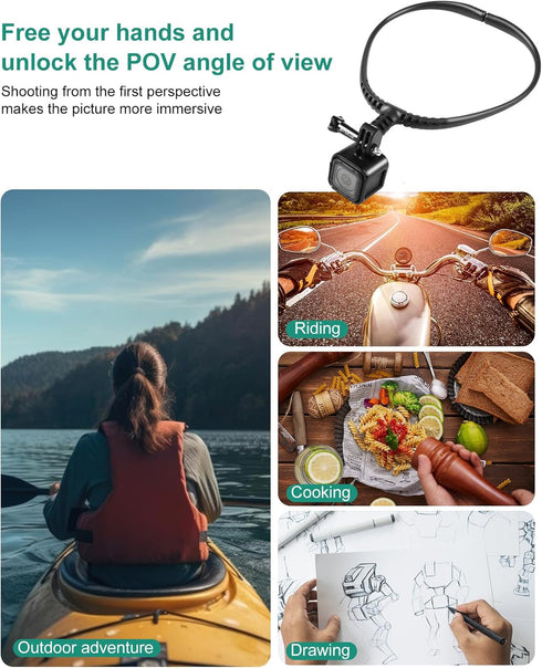 PULUZ Adjustable Neck Mount for GoPro Action Cameras - POV Selfie Holder Lanyard Strap