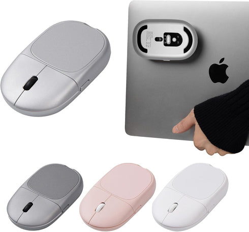 Magnito Mouse, Compact Wireless Mouse for MacBook iPad Laptop, Bluetooth, Silent Clicks, Travel Mouse (Silver)