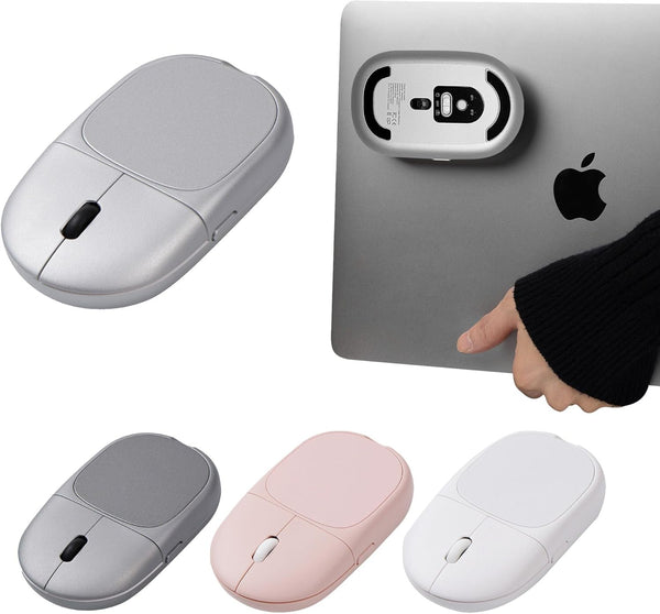 Magnito Mouse, Compact Wireless Mouse for MacBook iPad Laptop, Bluetooth, Silent Clicks, Travel Mouse (Silver)
