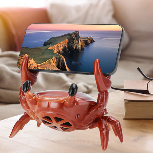 GOWENIC 2 in 1 Portable Speaker, Crab Shape Bracket, 360 Degree Surround Sound Speaker for Desktop (Red)