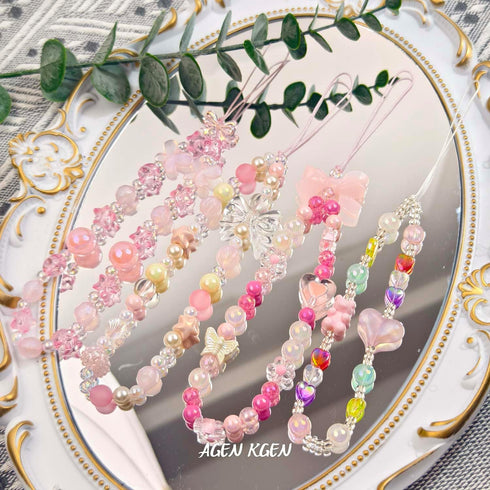 Phone Charms Cute Beaded Lanyard Wrist Strap, Aesthetic Cell Phone Keychain, Cute Phone Charms for Women