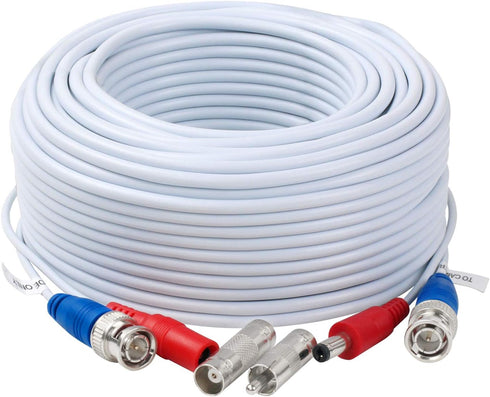 2 Pack 25 Feet BNC Video Power Cable Wire with Connectors for CCTV Camera DVR Surveillance System