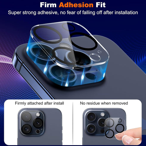 Ultra HD Tempered Glass Lens Protector for iPhone 15 Pro & Pro Max - 3 Pack, Anti-Scratch, Easy Install, Case Friendly.