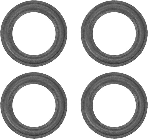 Speaker Foam Edge Surround Rings Rubber Perforated Subwoofer Rings Replacement Parts - 4 Inch/Black / 4 Pack