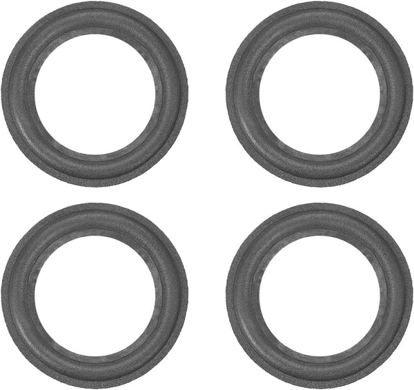 Speaker Foam Edge Surround Rings Rubber Perforated Subwoofer Rings Replacement Parts - 4 Inch/Black / 4 Pack