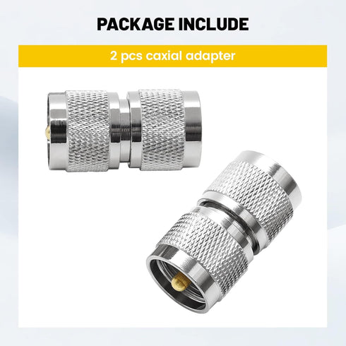 Anina UHF PL259 Male to Male Coax Connector, 2 Pcs Low Loss RF Adapter for CB Ham Radio