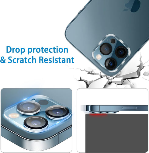 Tempered Glass Camera Lens Protector for iPhone 12 Pro Max 6.7" - 3 Pack, Ultra HD, 9H Hardness, Anti-Scratch, Easy