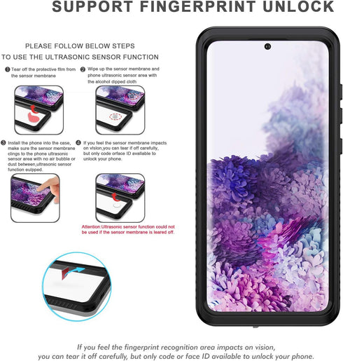 Lanhiem for Samsung Galaxy S20+ Plus Case, IP68 Waterproof Dustproof Shockproof with Built-in Screen Protector