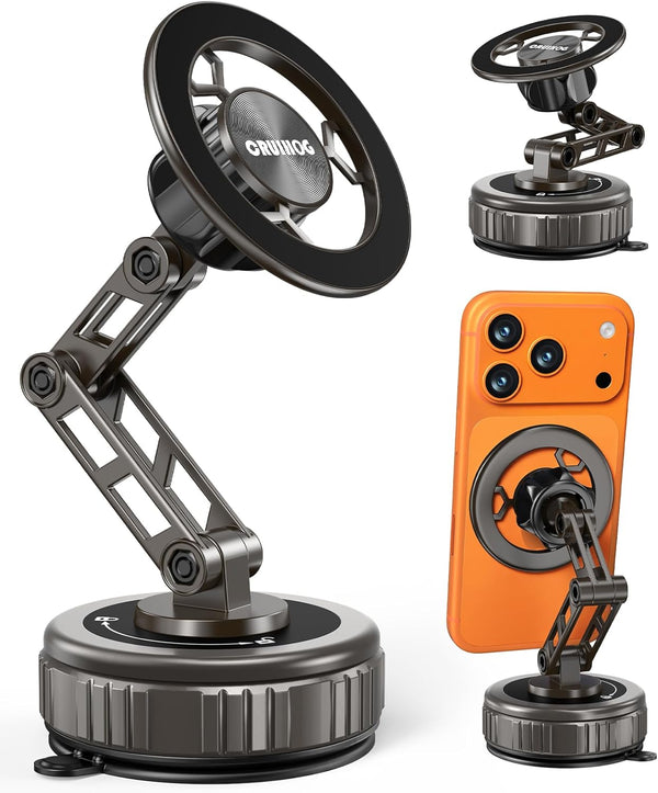 CRUIHOG Car Phone Holder,3-AXIS Telescopic Arm Magnetic Phone Mount, 360 Rotatable & Adjustable