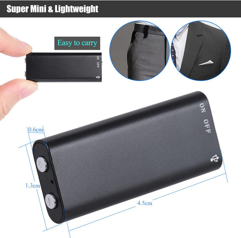 Irfora 8GB MP3 96hrs Mini USB Digital Audio Voice Recorder Dictaphone Music Player Portable Recording Device Recorded